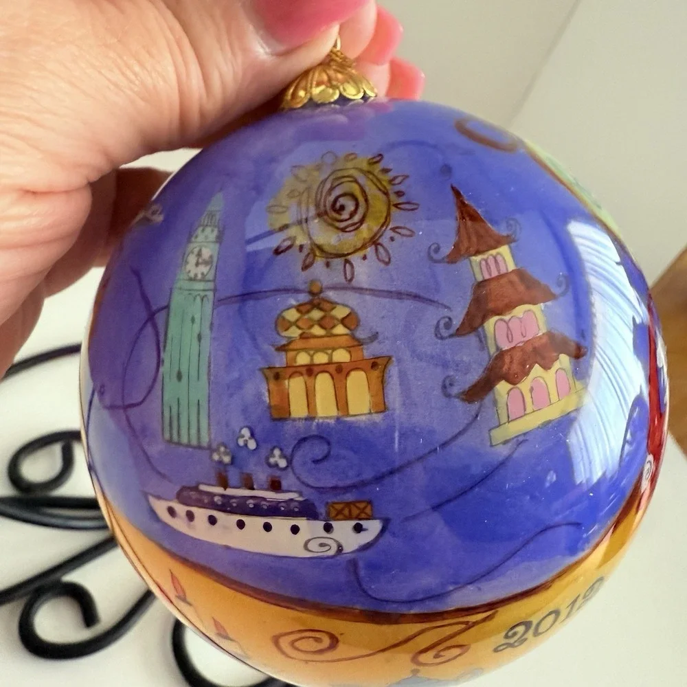 Pier 1 Imports 50 Years Christmas Glass Ornament 2012 Li Bien Hand Painted